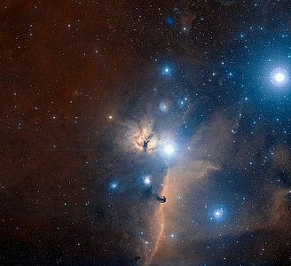 The region of Orions Belt and the Flame Nebula