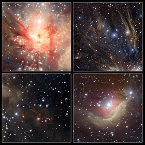 Extracts from the VISTA image of the Monoceros R2 star forming region