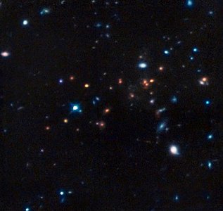 Hubble infrared image of the most remote mature cluster of galaxies yet found