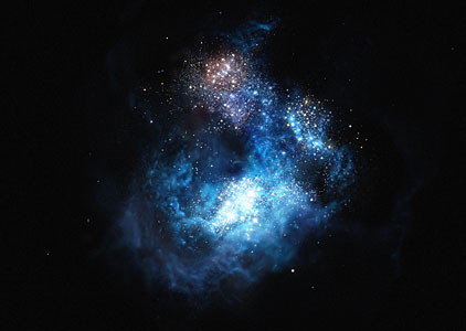 Artists impression of CR7: the brightest galaxy in the early Universe