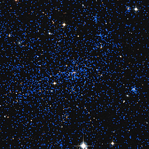 Composite of X-ray and visible light views of a distant cluster of galaxies