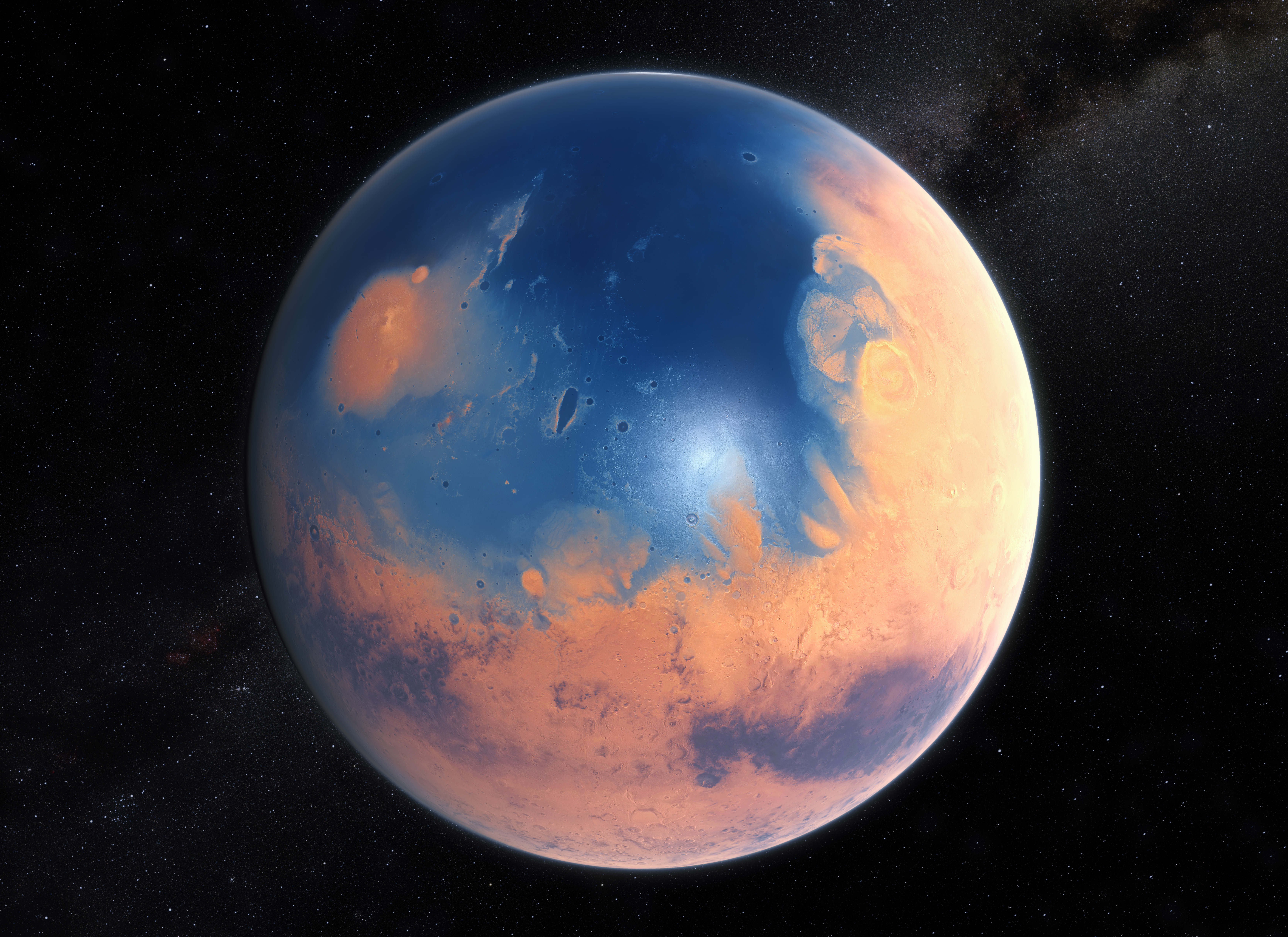 Artist S Impression Of Mars Four Billion Years Ago Eso Ireland