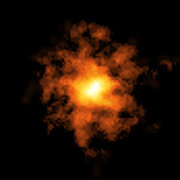 An orange, fuzzy shape, brightest towards the middle and faint at the edges, is shown against a black background.