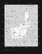 La nébuleuse du Loup noir dans la constellation du Scorpion