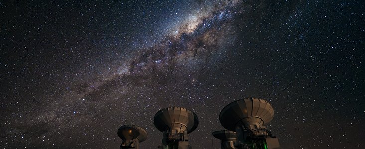 Four ALMA antennas on the Chajnantor plain *