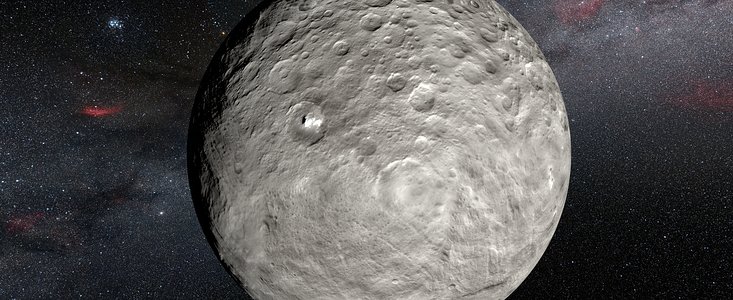 Künstlerische Darstellung der hellen Flecken auf Ceres, wie sie von der Raumsonde Dawn abgebildet wurden