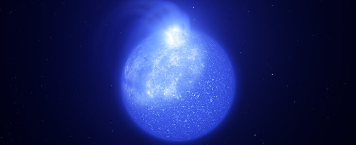 Artist’s impression of star plagued by giant magnetic spot