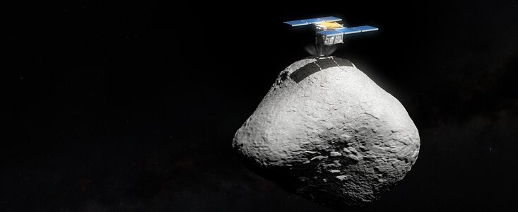 Artist’s impression of Hayabusa2 touching down on asteroid 1998 KY26