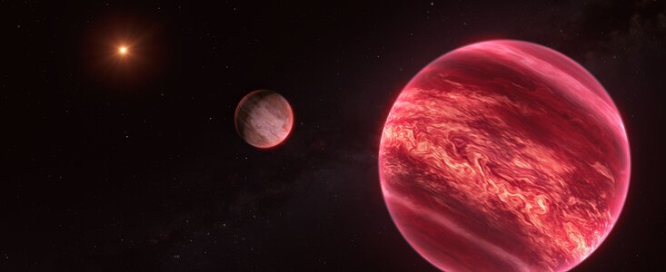 Reproducción artística de CD-35 2722, un sistema con un objeto similar a la luna