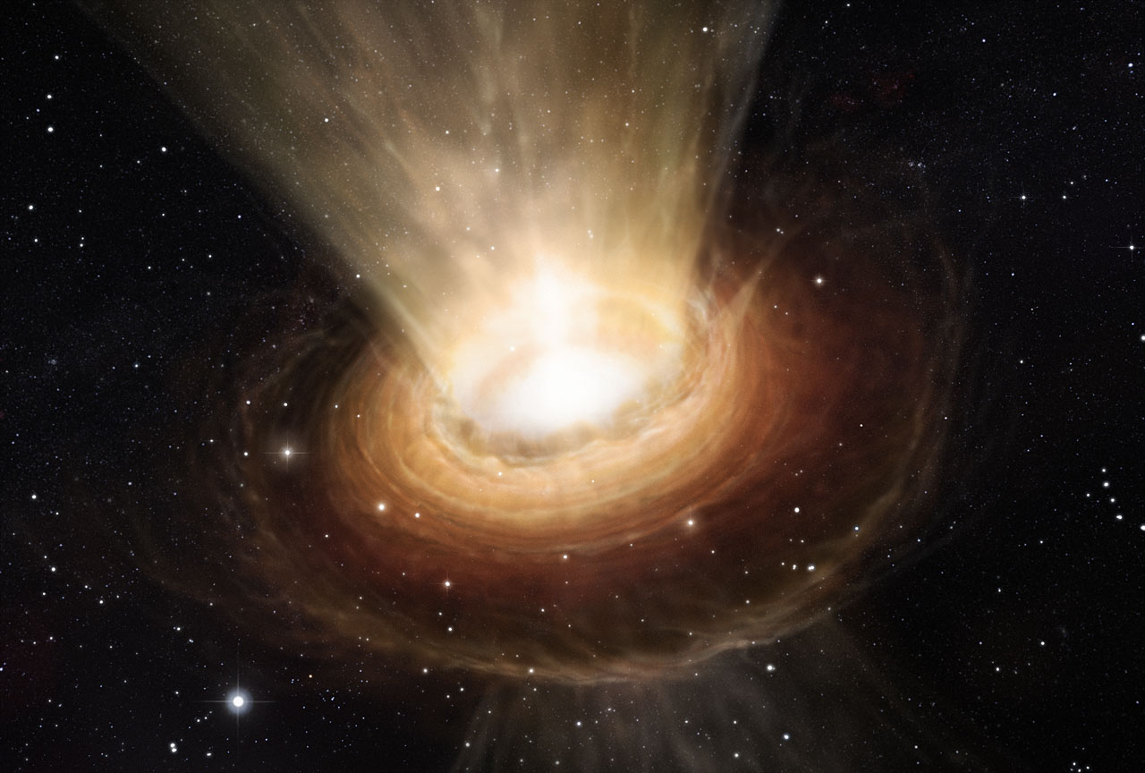 Artist's impression of the surroundings of the supermassive black hole in NGC 3783