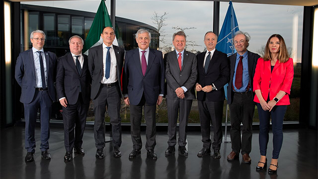 Group photo taken during the visit of Antonio Tajani to ESO Headquarters