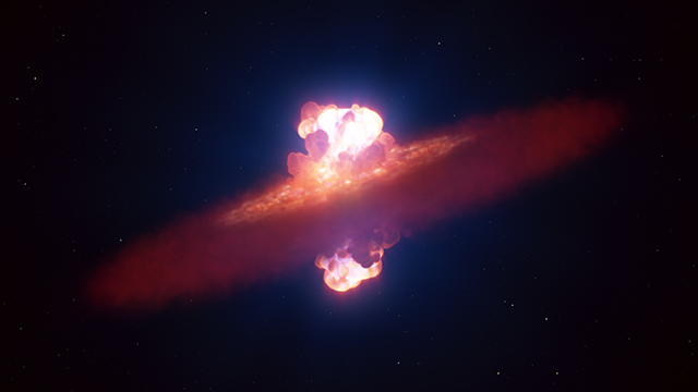 Artist’s impression of the initial shape of a supernova explosion