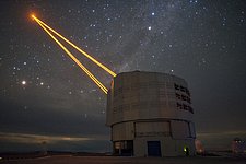 Pillars of light atop Paranal