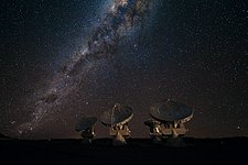 Four ALMA antennas on the Chajnantor plain