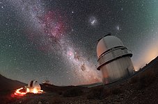 Magellanic Clouds above the Danish 1.54-metre telescope