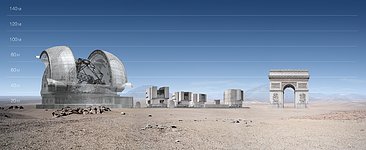 E-ELT and VLT vs Arc de Triomphe