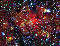 Radio and Near-Infrared Composite of W49A