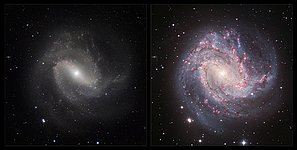 An infrared/visible comparison view of Messier 83