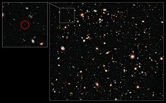 Hubble image of the distance-record galaxy UDFy-38135539