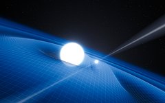 Artist’s impression of the pulsar PSR J0348+0432 and its white dwarf companion