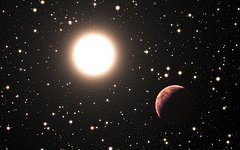 Artist's impression of an exoplanet orbiting a star in the cluster Messier 67