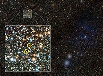 VISTA views the Trifid Nebula and reveals hidden variable stars (annotated)