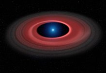 Artist’s impression of the glowing disc of material around the white dwarf SDSS J1228+1040