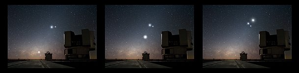 The Moon in Conjunction with Venus and Jupiter (artistic composition)
