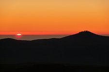 A view of Paranal at sunset from Armazones