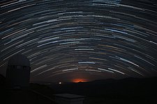 Startrails hanging over La Silla