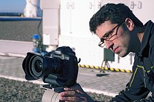 Close-up of Babak testing a UHD Camera