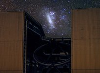 Large Magellanic Cloud Captured Between a Unit Telescope