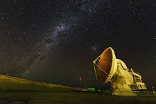 ALMA antenna at night.