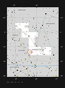 Messier 16 in the constellation of Serpens Cauda (The Tail of the Serpent)