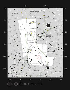 The star L2 Puppis in the constellation of Puppis
