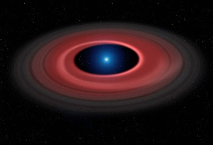 Artist’s impression of the glowing disc of material around the white dwarf SDSS J1228+1040