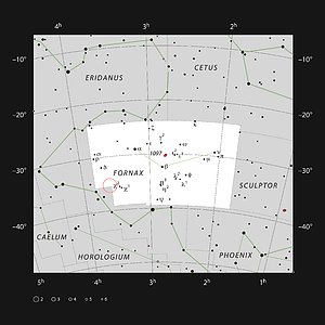 The location of the Fornax Galaxy Cluster