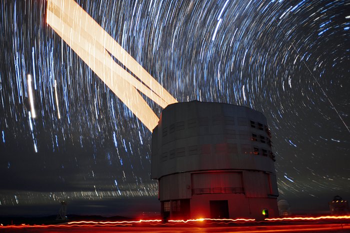 Laser tracks over Paranal