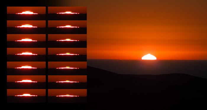 Green flashes at sunset over Paranal