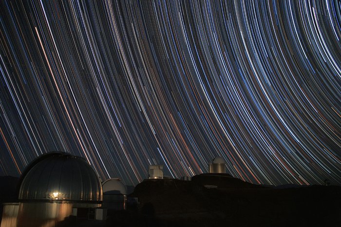 Star trails over the MPG/ESO 2.2-metre telescope