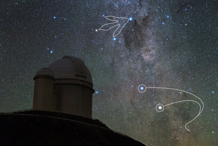 Southern Cross above ESO's 3.6-m telescope at La Silla