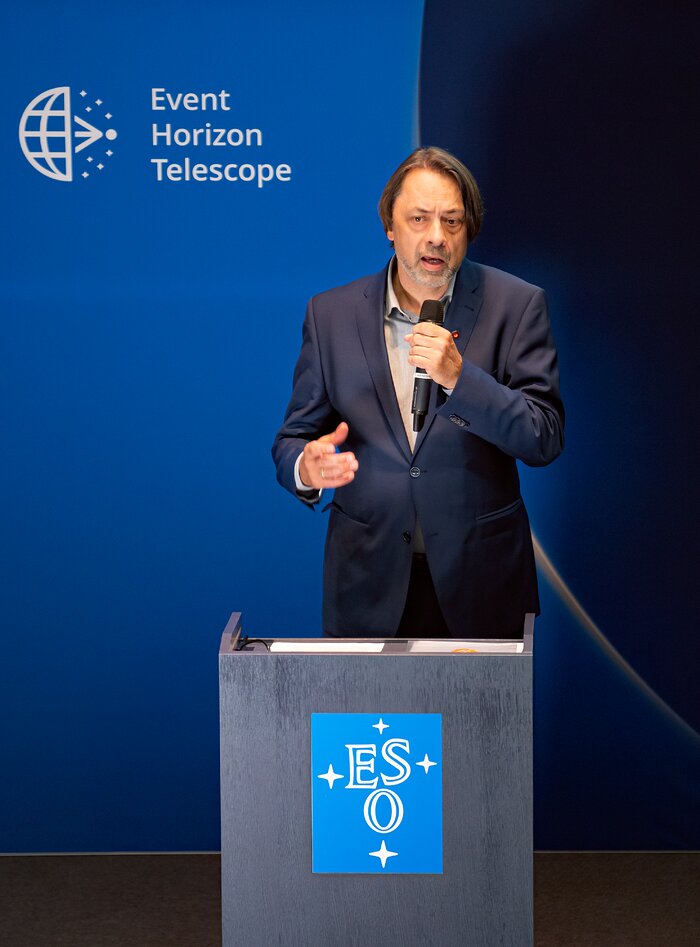 Huib van Langevelde speaks at the Sagittarius A* image press conference