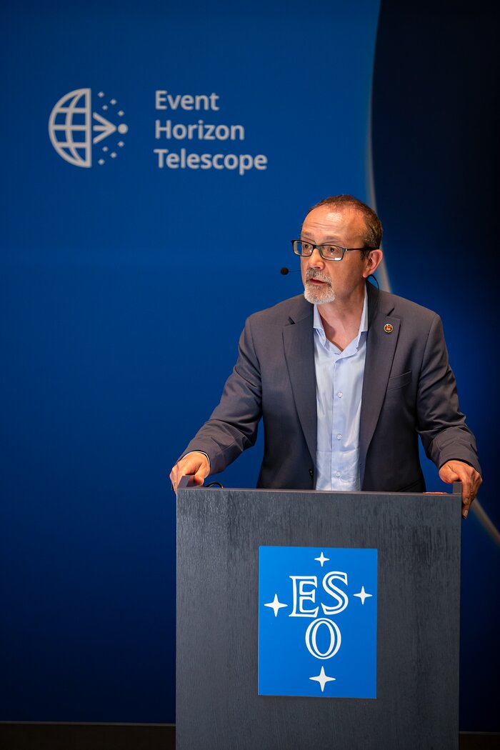 José L. Gómez speaks at the EHT press conference