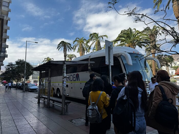 Visitors gather in downtown Antofagasta