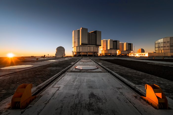 Telescopes at sunset