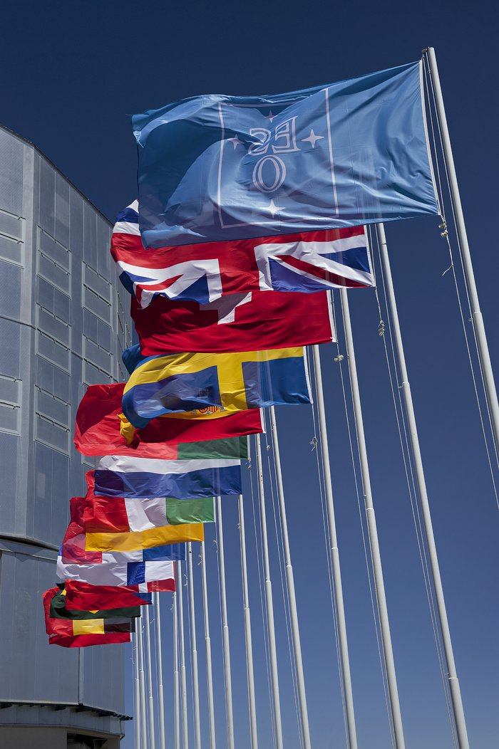 Flags in front of Unit Telescope 1