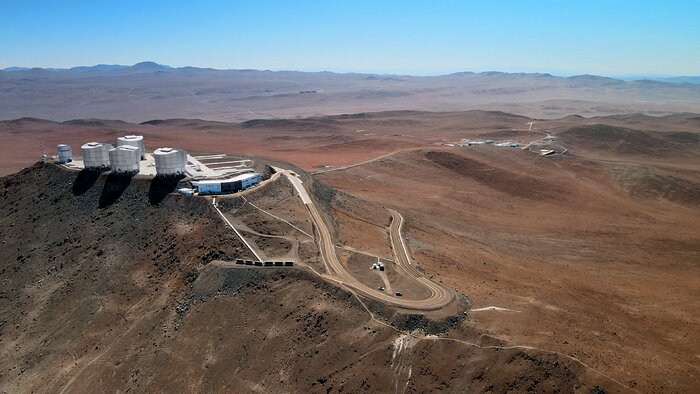 Vista aérea do contentor do projeto OASIS no Observatório do Paranal do ESO