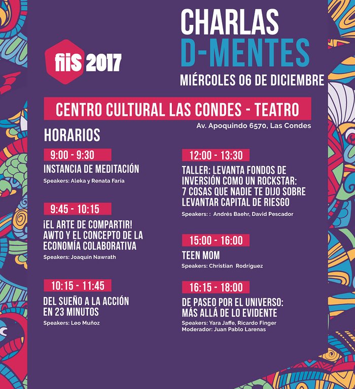 Cartel con las charlas D-Mentes del Festival Internacional de Innovación Social 2017