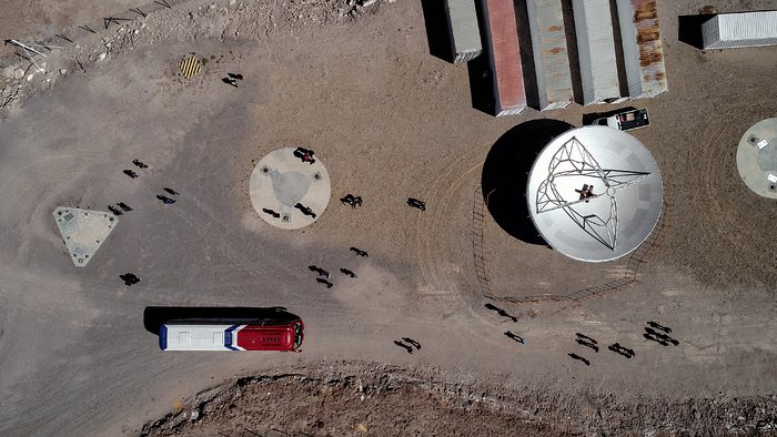 Looking down on an ALMA antenna