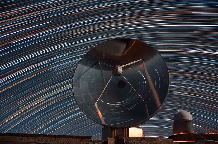 Star trails reflected in SEST